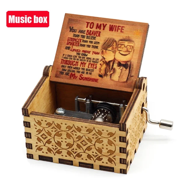 Caja de música de madera antigua tallada con manivela Feliz Halloween Eres mi sol Decoración de Halloween Regalo de cumpleaños de Navidad Simpson