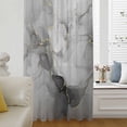 thumbnail image 6 of Grey Ombre Marble Sheer Curtains 45 Inches Long, Gray Marble Crack Abstract Modern Light Filering Curtains, Breathable Simi Curtain Privacy Drapes for Kitchen Bathroom Small Window Treatment, 6 of 9