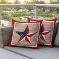 thumbnail image 4 of Classic American Pillow Covers 2 Pack Flag Plaid Wooden Grain Pillowcase Waterproof Outdoor Throw Pillow Cover for Patio Garden Square Cushion 16”x16”, 4 of 9