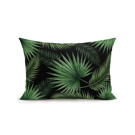 Outdoor Pillows Waterproof, Green Leaves Bedding Throw Pillows with Insert for Couch Sofa Bed, Summer Country Botanical Tropical Plants 12x20 Inch Pillowcases Decorative Camping Patio Pillow Set of 1