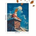 thumbnail image 3 of Santa Claus on Snowy Chimney Canvas Art, Full Moon Christmas Night Painting, Holiday Wall Decor, 3 of 8