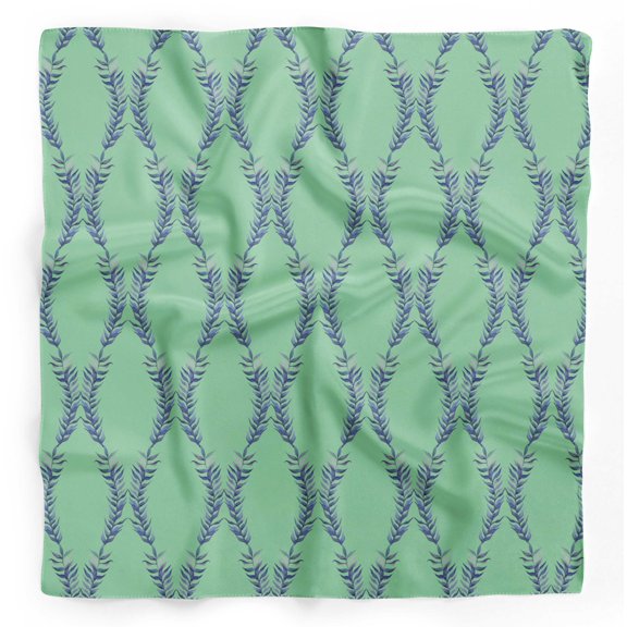 Bimba Green Laurel Leaves Printed Pure Silk Scarf For Hair Neck Head Bandanas For Women 40 x 40 Inches