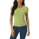 thumbnail image 1 of INSPIRE CHIC Camisetas de punto de manga corta casual para mujer, blusas básicas de verano de cuello redondo, ajuste slim, color sólido, S oliva, 1 of 6