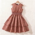 thumbnail image 5 of Girls Red Gingham Dress Sleeveless Tween Girls Smocked Ruffle Summer Casual Party Dress,Size 10-11 T, 5 of 9