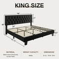 thumbnail image 3 of Virans Linen King Size Platform Bed Frame with Tufted Button Headboard,Upholstered Bed with Wood Slat Support,No Box Spring,Noise Free,Easy Assembly,Black, 3 of 9