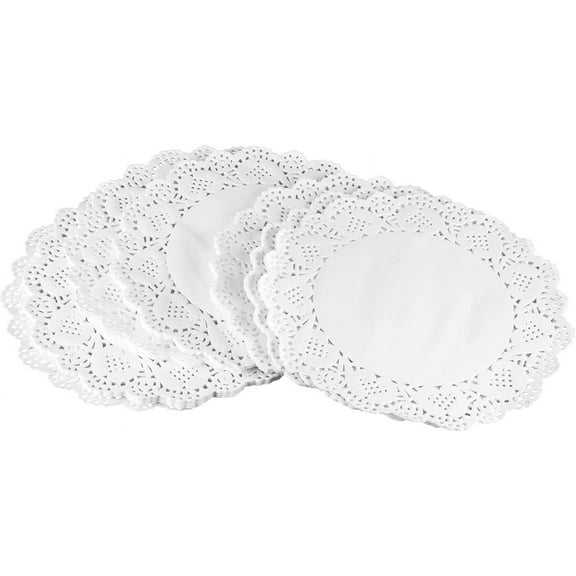 100Pcs Disposable Tableware Doilies,12x12In White Round Paper Lace Doilies for Desserts,Table Dessert Trays Pads for Party,Wedding,Tableware Decor