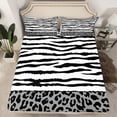 thumbnail image 2 of Homewish Geometric Striped Full Size Sheets,Wild Leopard Print Bed Sheets,Gray White Black Sheet Sets For Girl,Ultra Soft Home Decor,4-Piece, 2 of 7