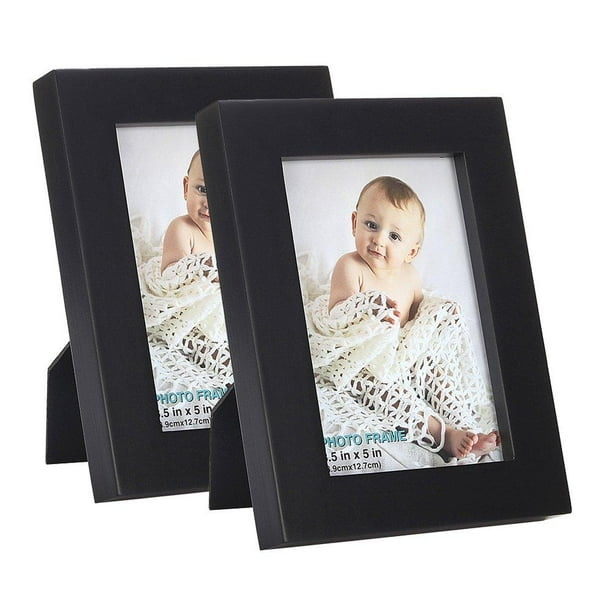 3.5x5 Inch Picture Frame (2pk) Made of Solid Wood High Definition Glass