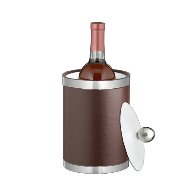 Sophisticates Brown con cromo cepillado 2 cuartos de galón. Tapa de Lucite para cubo de hielo alto Kraftware Corp. 50756