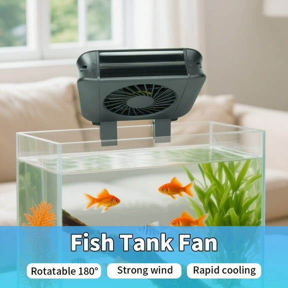 Dual Speed USB Aquarium Cooling Fan, 180 ° Adjustable Fish Tank Chiller with Hanging Clip & Desktop Stand, for Freshwater & Saltwater Tanks, Energy-Efficient USB Powered