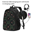 thumbnail image 3 of Travel Shoulder Computer Backpack 18 X 13.4 X 8.3in With Usb Cable And Music Jack Multi-Space Pocket Green Buffalo Plaid Check Tartan Scotland_4, 3 of 7