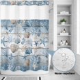 thumbnail image 2 of No Hook Shower Curtain, Blue Coastal Shower Curtains for Bathroom with See Through Top Window, Beach Ocean Nautical Seashells Starfish Coral Waterproof & Washable Bath Curtain Stall 48"x72", 2 of 9