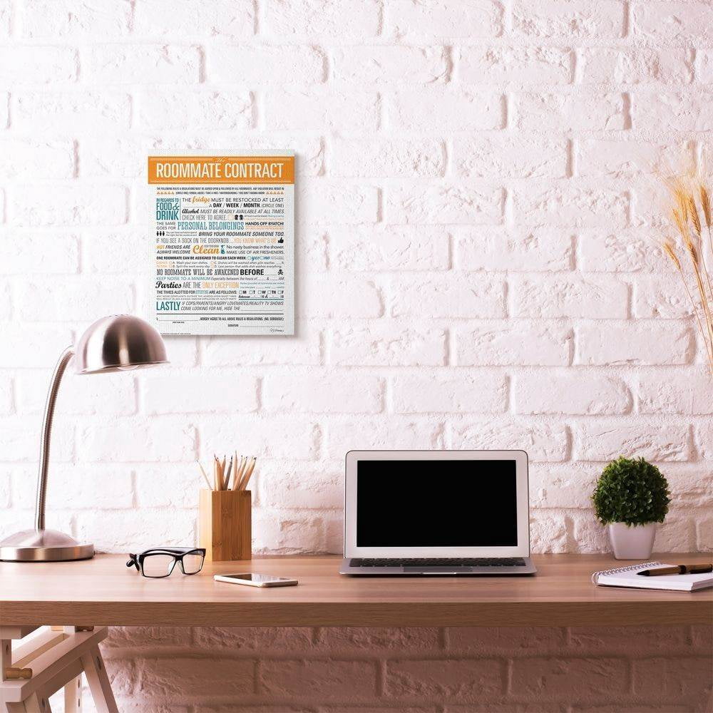 Stupell Industries Roommate Contract Funny Word Design Canvas Wall Art by Jadei Graphics