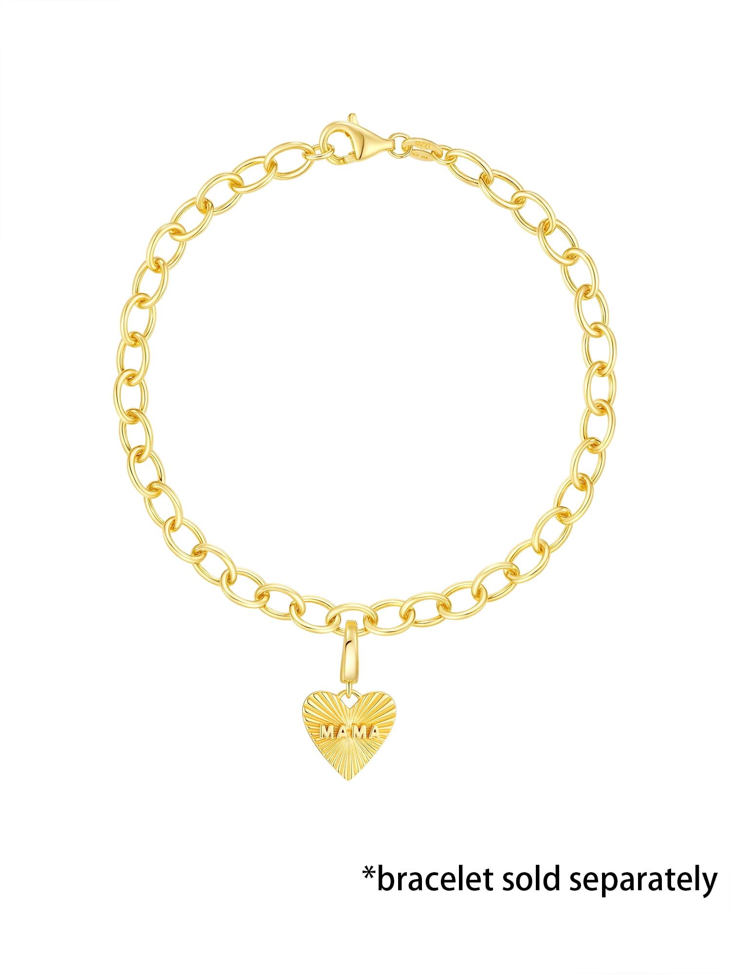 Brilliance Fine Jewelry Mama Heart Charm in 14KT Gold Plated Sterling Silver
