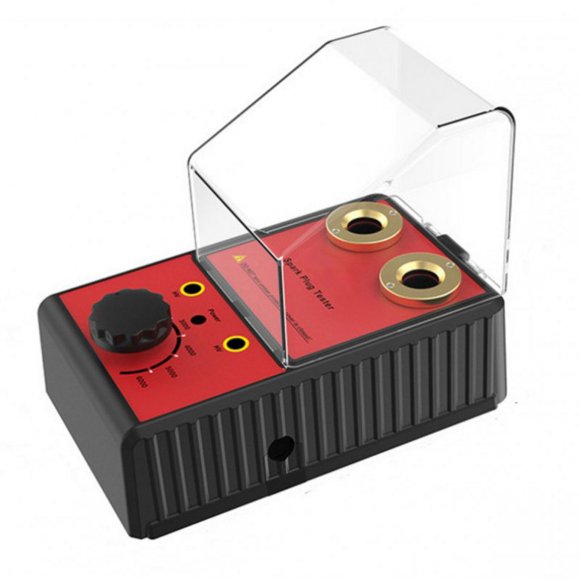 0-6000rpm 12v Spark Plug Tester Diagnostic Tool Double Hole Testing Analyzer Ignition System Detector Red US Plug