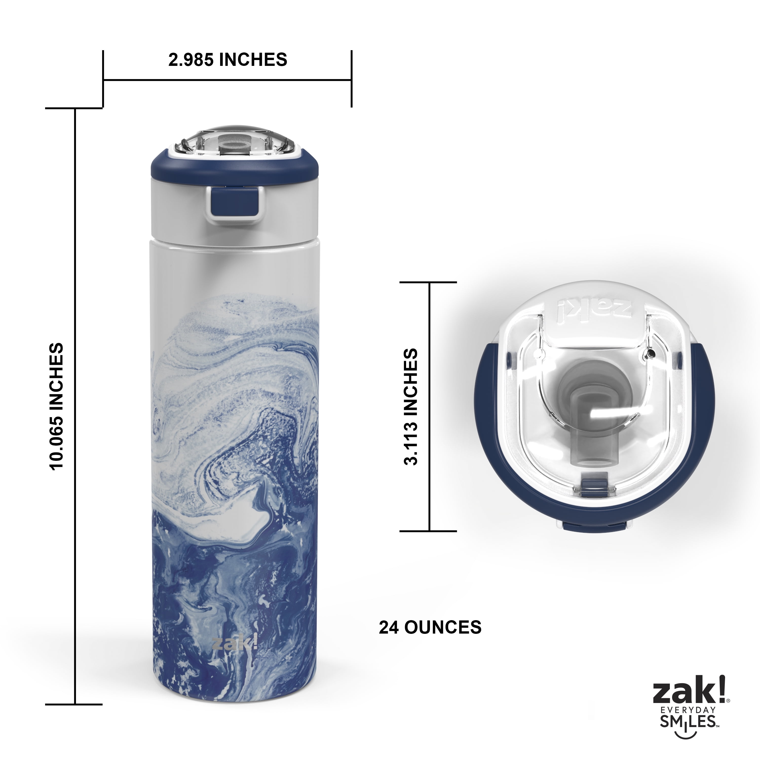 Zak Designs Zak! Hydration 12 oz. and 24 oz. 12 oz. and 24 oz. Water  Bottles, Ombre Indigo and Navy, 2-piece set 