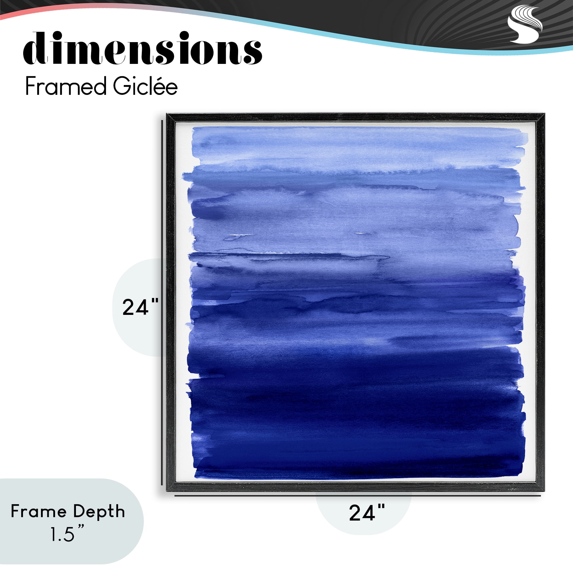 Stupell Industries Indigo Ombre Gradient Black Framed Giclee Art, design by Allie Corbin