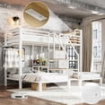 thumbnail image 4 of Bellemave Triple Bunk Bed with Storage Stairs and 2 Charging Station, Heavy Duty Metal Triple Bed Frame Twin Over Twin and Twin with Drawers and Shelves Headboard for 3 Kids Teens, White, 4 of 10