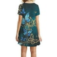 thumbnail image 3 of Qiopertar Robe d'Été Imprimée pour Femmes Fête de l'Indépendance Décontractée à Manches Courtes Col Rond Grandes Économies de Vacances! Moins de 5$ jusqu'à 90 % de Réduction, 3 of 5