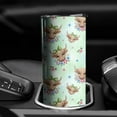 thumbnail image 3 of 20oz Green Highland Cow Flower Pattern Skinny Tumblers Stainless Steel Tumbler with Lid and Straw,Vacuum Insulated Double Wall Travel Tumbler Cups with Cleaning Brush for Coffee,Tea, 3 of 6
