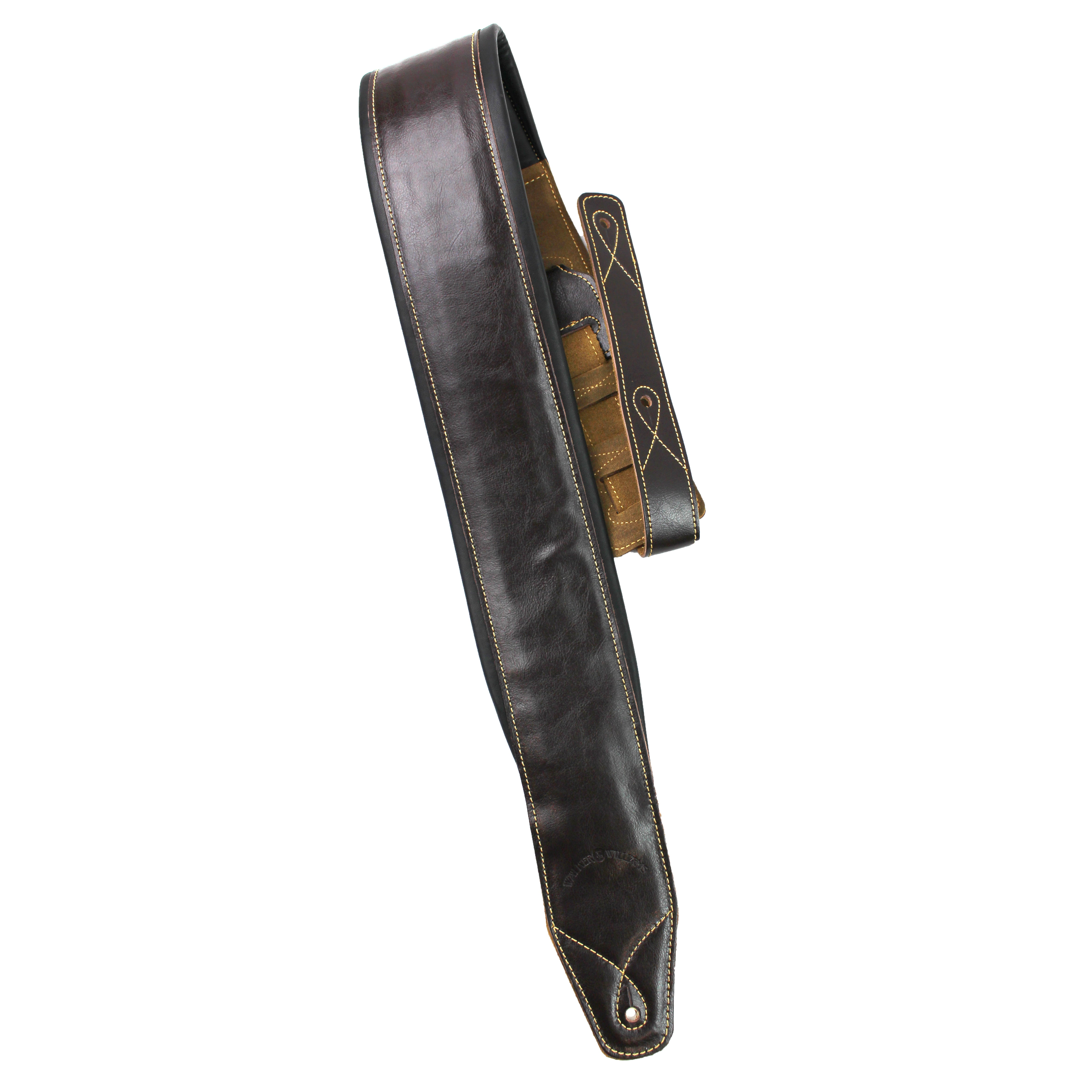 Walker And Williams B4B-BRN-XL Extra Long 4” Leather Padded Bass Strap Up  To 64