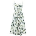 thumbnail image 3 of PULLIMORE Womens Summer Dresses Spaghetti Strap Boho Sundress with Pocket Casual Deep V Neck Floral Beach Dress (S, White), 3 of 8