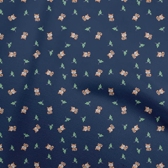 oneOone Cotton Cambric Navy Blue Fabric Animal Diy Clothing Quilting Fabric Print Fabric By Yard 42 Inch Wide