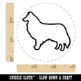 thumbnail image 2 of Rough Collie Dog Outline Self-Inking Rubber Stamp Ink Stamper - Lime Green Ink - Small 3/4 Inch, 2 of 7