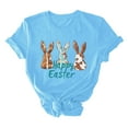 thumbnail image 3 of UPPADA Easter Femmes Oeufs Imprimé T-Shirts Heureux Easter Graphique Bunny Lapin Mignon T-Shirts Manches Courtes Décontracté Col Rond T-Shirts Été Basique Coupe Régulière Chemises Bleu,TTTG, 3 of 5