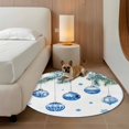 thumbnail image 2 of Round Rugs 8Ft, Blue Christmas Balls Round Area Rug Washable Indoor Throw Carpet, Xmas Botanical Snowflake Large Non Slip Circle Rug for Kids Room RV Home Decor Aesthetic, 2 of 8