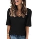 thumbnail image 2 of Blusa estampada de manga media y cuello en V para mujer - Top informal holgado hasta el codo, 2 of 7