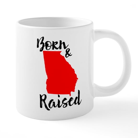 CafePress - Georgia Born And Raised - 20 Oz White Ceramic Mega Mug