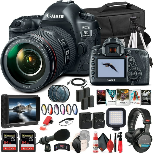 Canon EOS 5D Mark IV DSLR Camera with 24-105mm f/4L II Lens - Pro Bundle with 64GB Memory Card and Accessories(International Model)