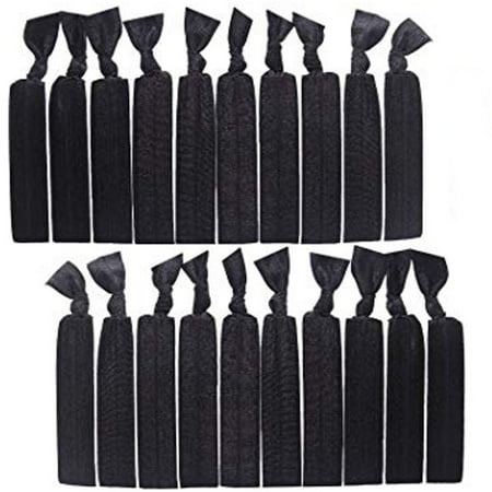 Black Hair Ties No Crease Ponytail Holders Elastic Styling