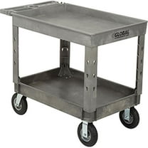 Strength Plastic 2 Tray Shelf Service & Utility Cart, 44 x 25.5, 8 in. Pneumatic Wheels - Gray