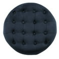thumbnail image 3 of HomePop by Kinfine Fabric Upholstered Round Storage Ottoman - Velvet Button Tufted Ottoman with Removable Lid, Navy, 3 of 5