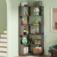 thumbnail image 6 of Tribesigns 6-Tier Corner Bookshelf, 65 in. Wood Bookcase with Anti-drop Panel, Corner Storage Organizer Display Shelf for Home Office, 6 of 9