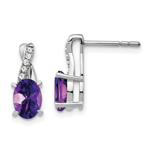 Primal Gold 14 Karat White Gold Amethyst and Diamond Earrings