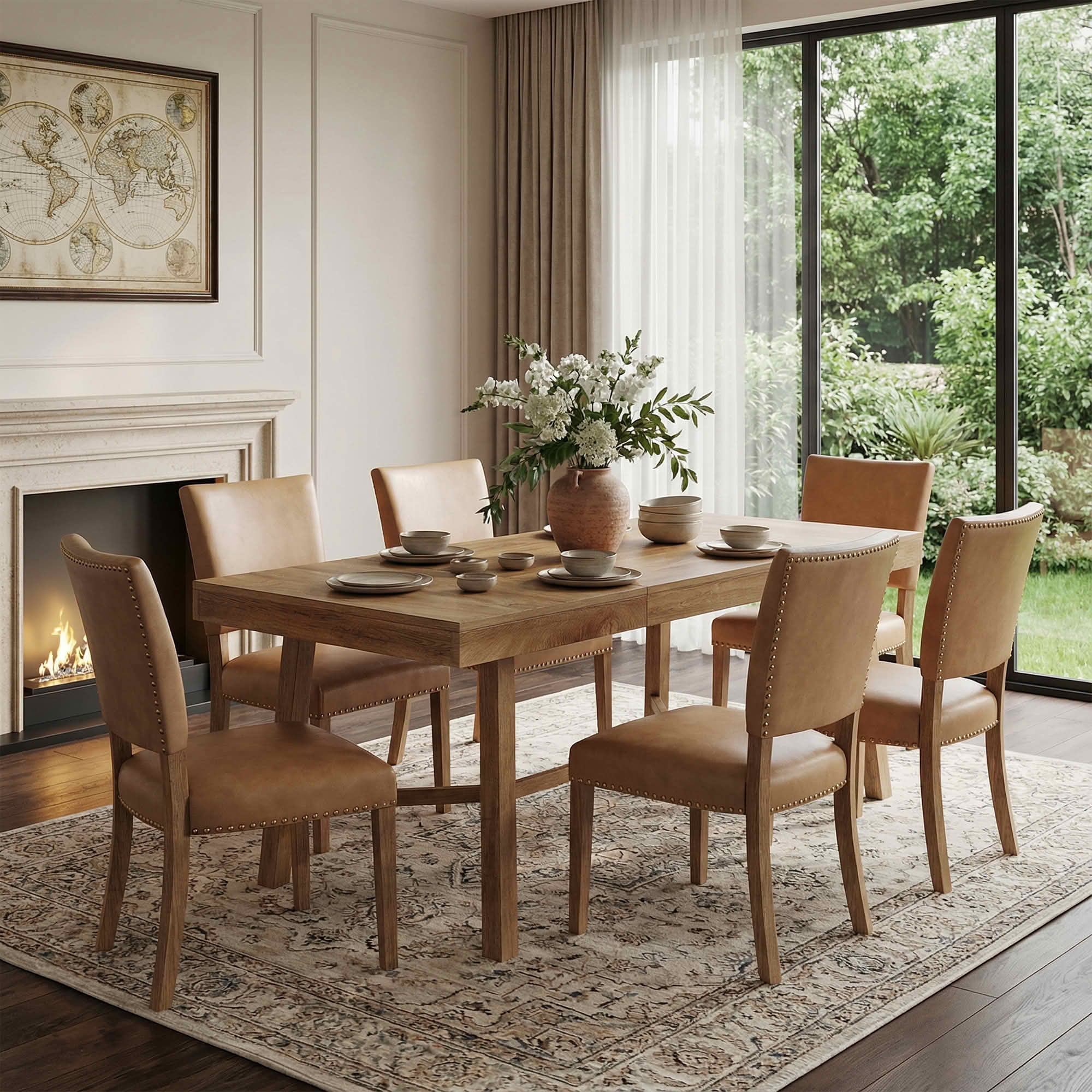 MAYEERTY 70.9" Rustic Farmhouse Dining Table, 6-8 Seater Kitchen Table, 300 lbs Capacity MDF Table, Multifunctional for Home Office & Conference Use