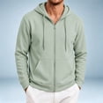 thumbnail image 2 of cfhntfmh Mens Zip up Sweatshirt Casual Drawstring Long Sleeve Hooded Jackets with Pockets Fall Trendy Clothing (Mint Green,X-Large), 2 of 7