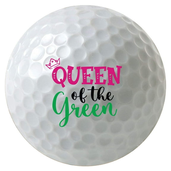 Queen of the Green Golf Balls, 3-Pack Printed White Golf Balls