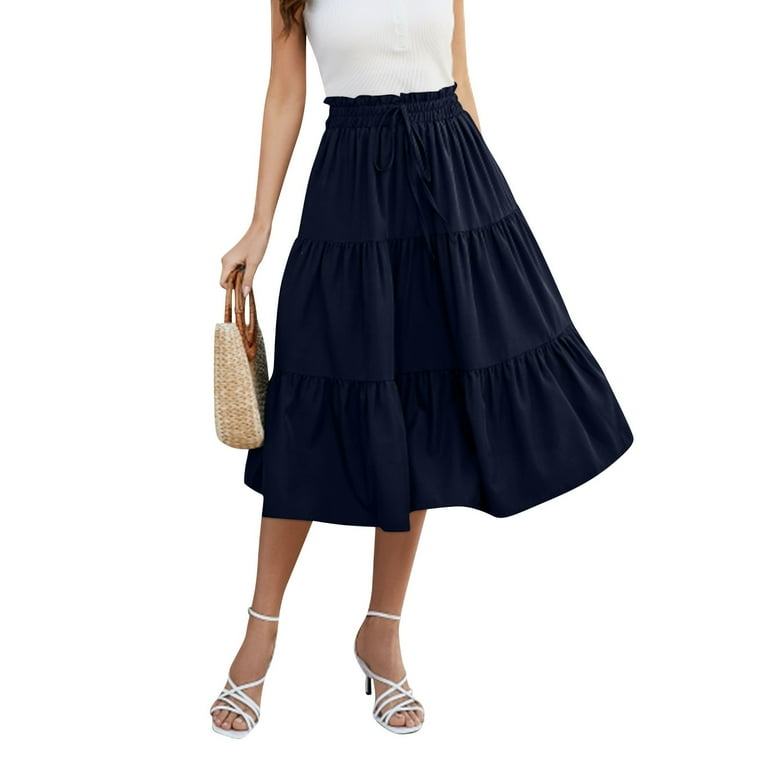 スカート VIVIANO / Tiered Skirt / Navy x Black VIVIANO