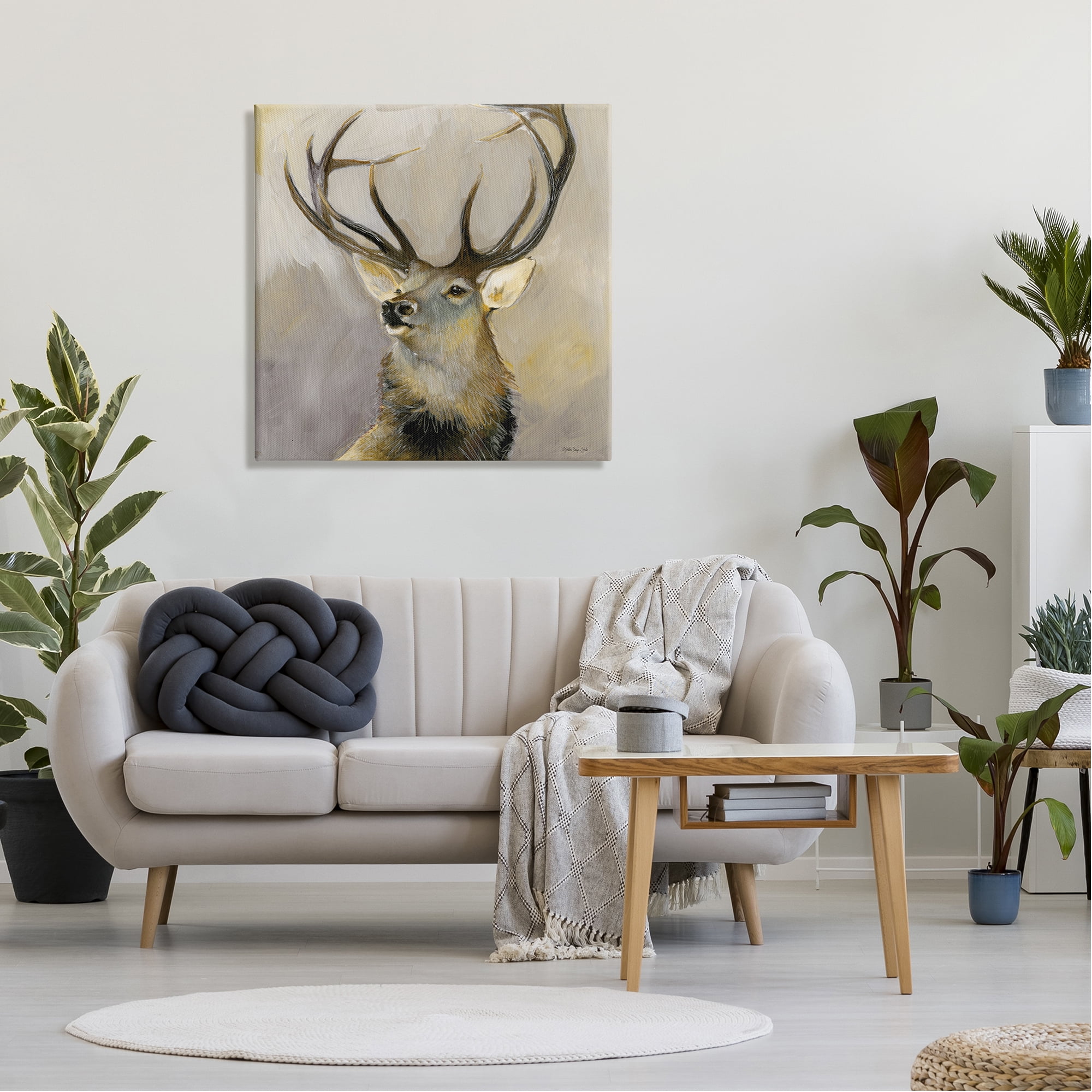 Stupell Elk Forest Wildlife Portrait Animals & Insects Painting Gallery Wrapped Canvas Print Wall Art
