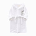 thumbnail image 5 of Children's Plush Coral Fleece Bathrobe,Cozy Hooded Robe with Belt,Cute Print,for Kids Toddlers 2-12 Years,Warm After-Bath Loungewear Toddler Pajamas Gibobby,White,Size 7-8T, 5 of 7