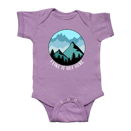 

Inktastic I Like It Out Here Mountains in Blue Gift Baby Boy or Baby Girl Bodysuit