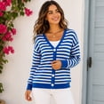 thumbnail image 4 of Sewkxo Knit Cardigan for Women Long Sleeve Front Button Y2k Sweaters Tops Crew Neck Loose Fall Cardigan,Light Blue XL, 4 of 5