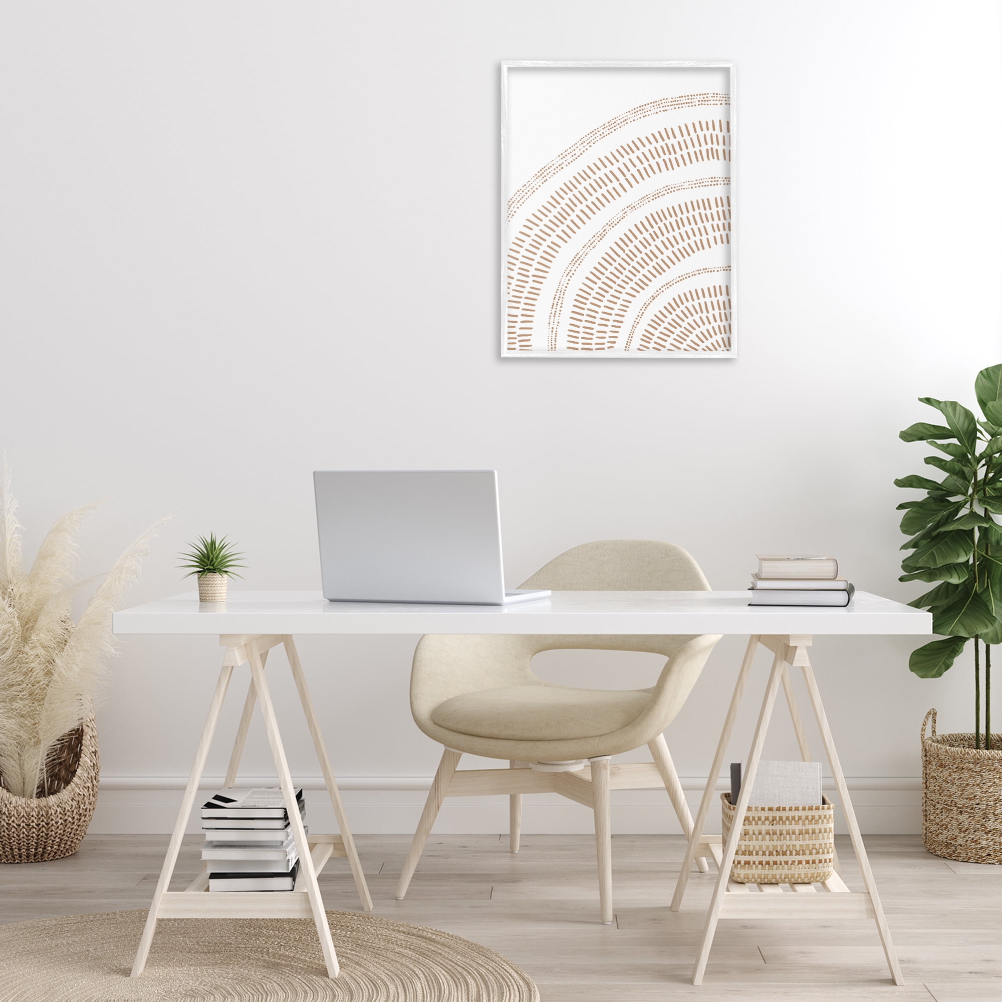 Stupell Industries Boho Arch Pattern Abstract Painting White Framed Art Print Wall Art, 24 x 30