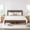 Walnut & Sage, variant on Spruce & Spring Farmhouse Queen Upholstered Bed Frame, Solid Rubberwood Frame, Cream Boucle Headboard, Noise-Free, No Box Spring Required, Walnut & Cream