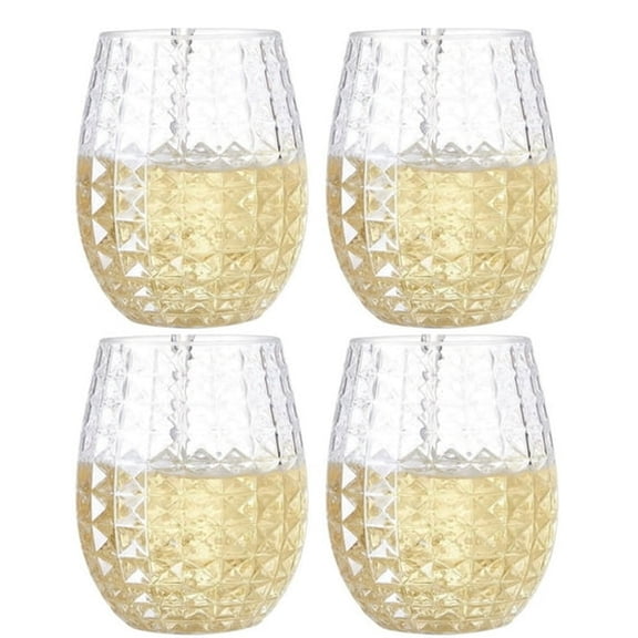 ACDANC 12Oz Plastic Stemless Wine Glass,Wine Glasses Set of 4,Reusable Shatterproof Drink Glasses for Indoor & Outdoor