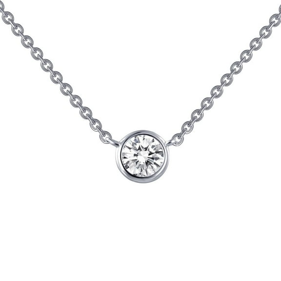 Lafonn Monte Carlo Sterling Silver Platinum Plated Lassire Simulated Diamond Necklace (0.46 CTTW)